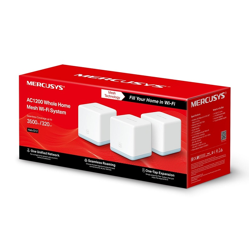 ROUTER MESH MERCUSYS DUALBAND AC1200 HALO S12 PACK 3