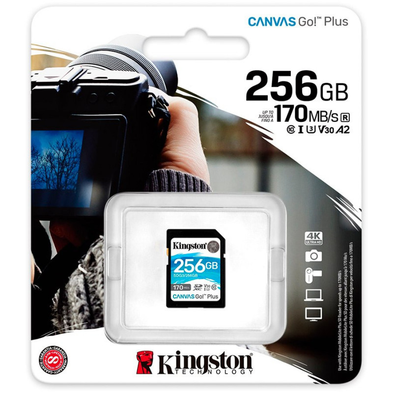 MEMORIA SD KINGSTON 256GB CANVAS GO PLUS U3 V30 C10 SDG3/256GB 